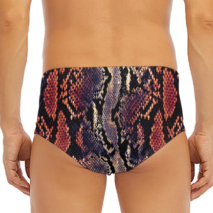 Blue And Red Snakeskin Print Men's Triangle Swim Briefs