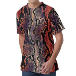 Blue And Red Snakeskin Print Men's Velvet T-Shirt