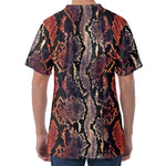 Blue And Red Snakeskin Print Men's Velvet T-Shirt