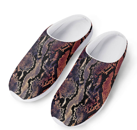 Blue And Red Snakeskin Print Mesh Casual Shoes