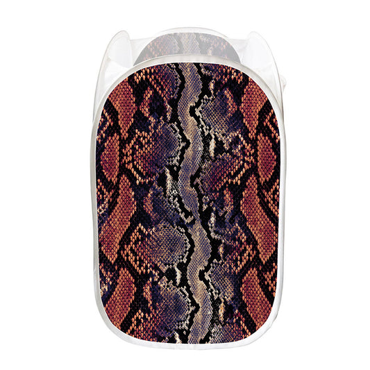 Blue And Red Snakeskin Print Mesh Laundry Hamper