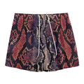 Blue And Red Snakeskin Print Mesh Shorts