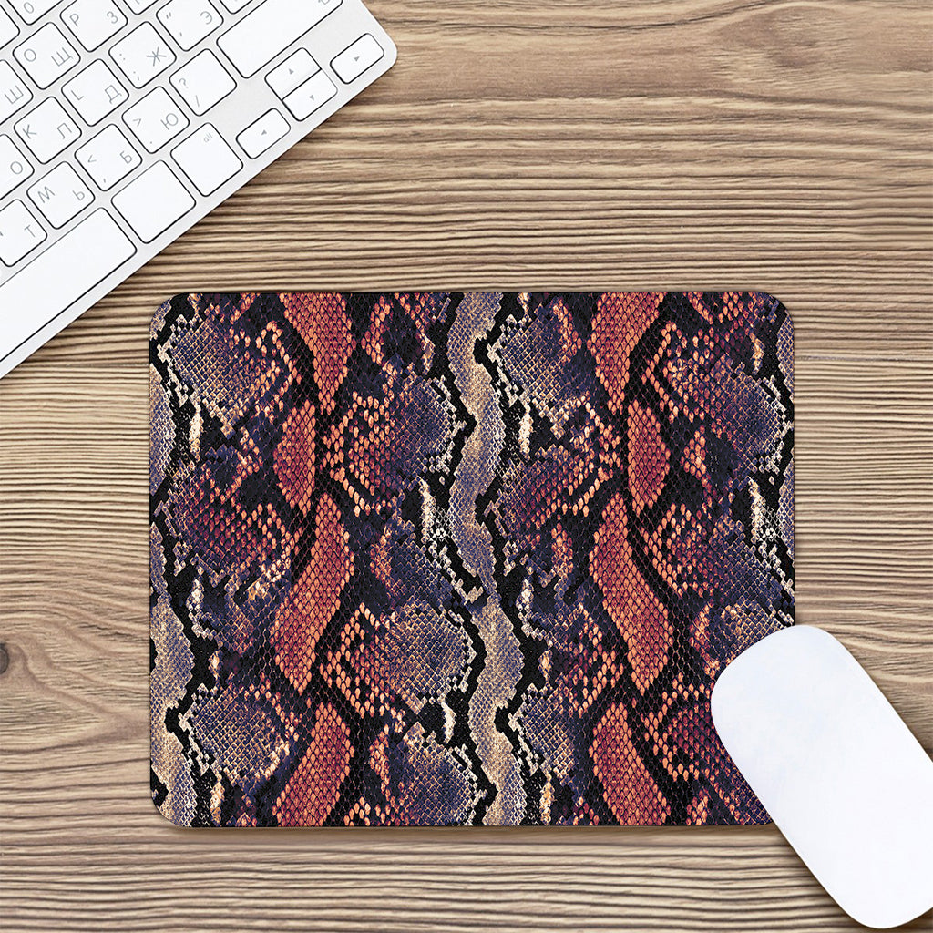 Blue And Red Snakeskin Print Mouse Pad
