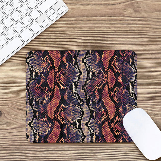 Blue And Red Snakeskin Print Mouse Pad