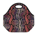 Blue And Red Snakeskin Print Neoprene Lunch Bag