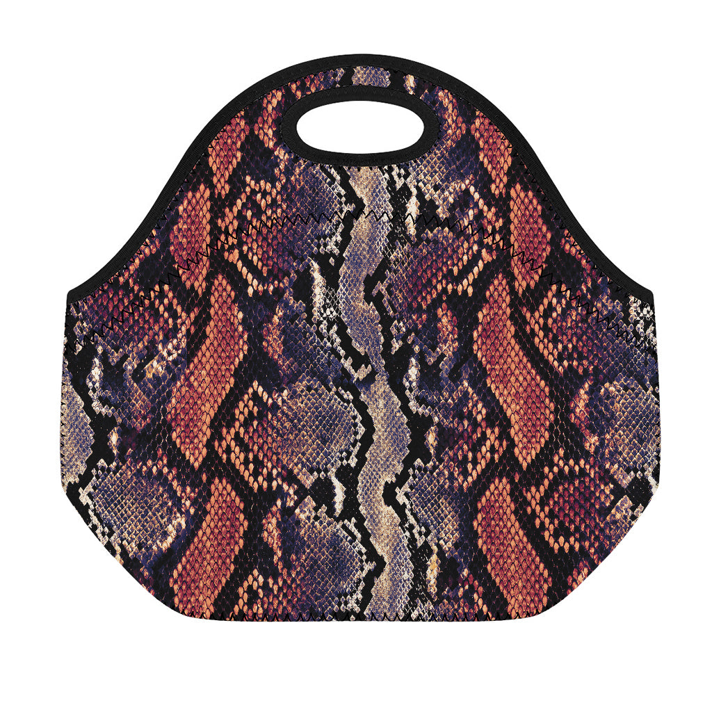 Blue And Red Snakeskin Print Neoprene Lunch Bag