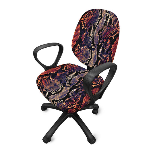Blue And Red Snakeskin Print Office Chair Cover