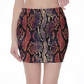 Blue And Red Snakeskin Print Pencil Mini Skirt