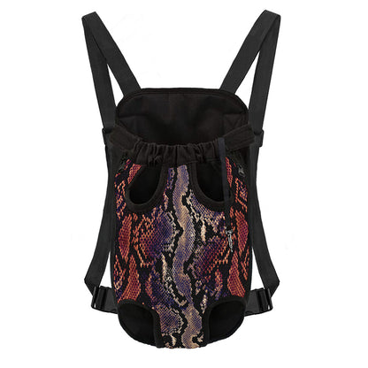 Blue And Red Snakeskin Print Pet Carrier Backpack