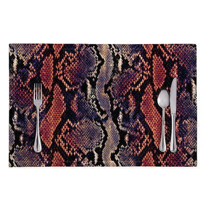 Blue And Red Snakeskin Print Placemat