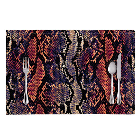 Blue And Red Snakeskin Print Placemat