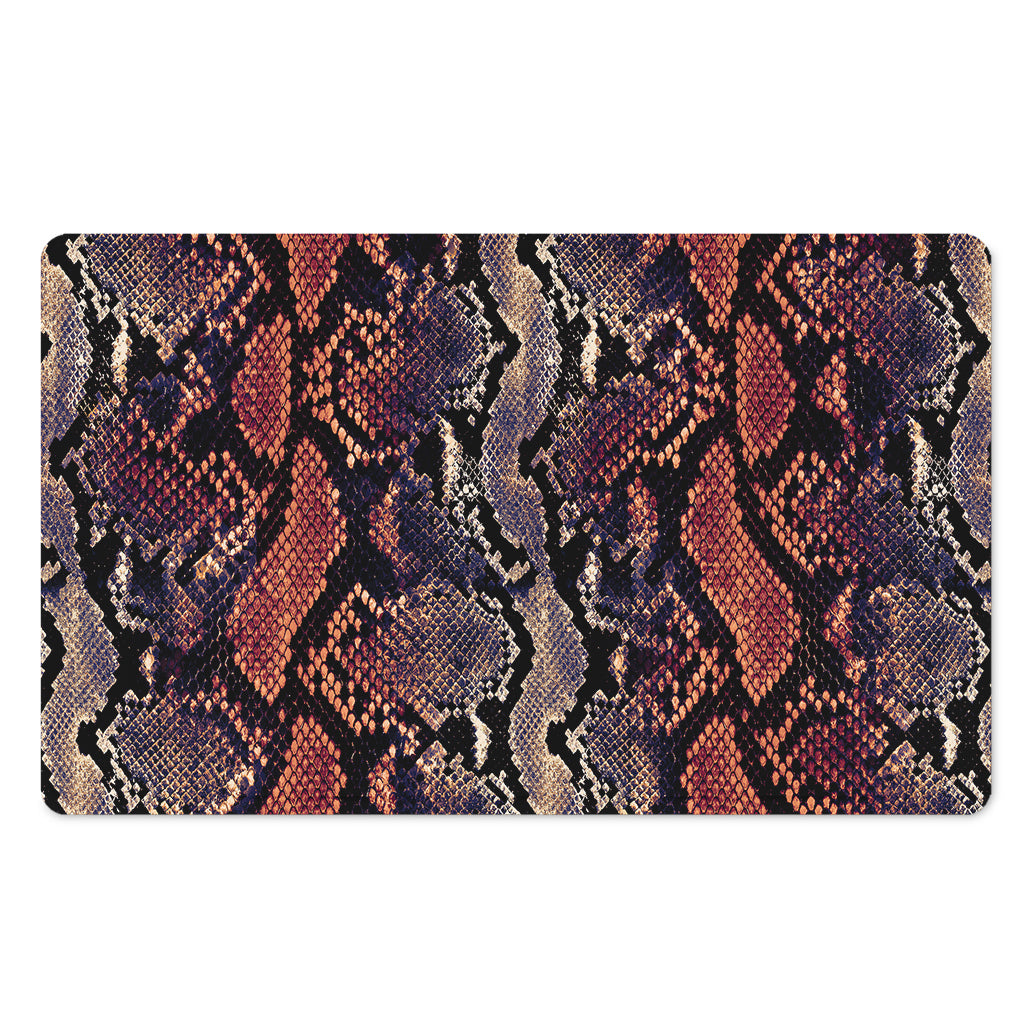 Blue And Red Snakeskin Print Polyester Doormat