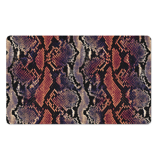 Blue And Red Snakeskin Print Polyester Doormat