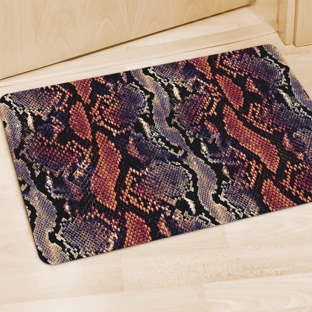 Blue And Red Snakeskin Print Polyester Doormat