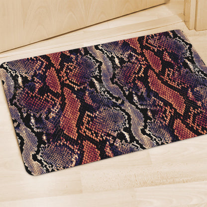 Blue And Red Snakeskin Print Polyester Doormat