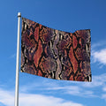 Blue And Red Snakeskin Print Polyester Flag