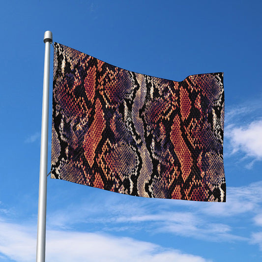 Blue And Red Snakeskin Print Polyester Flag