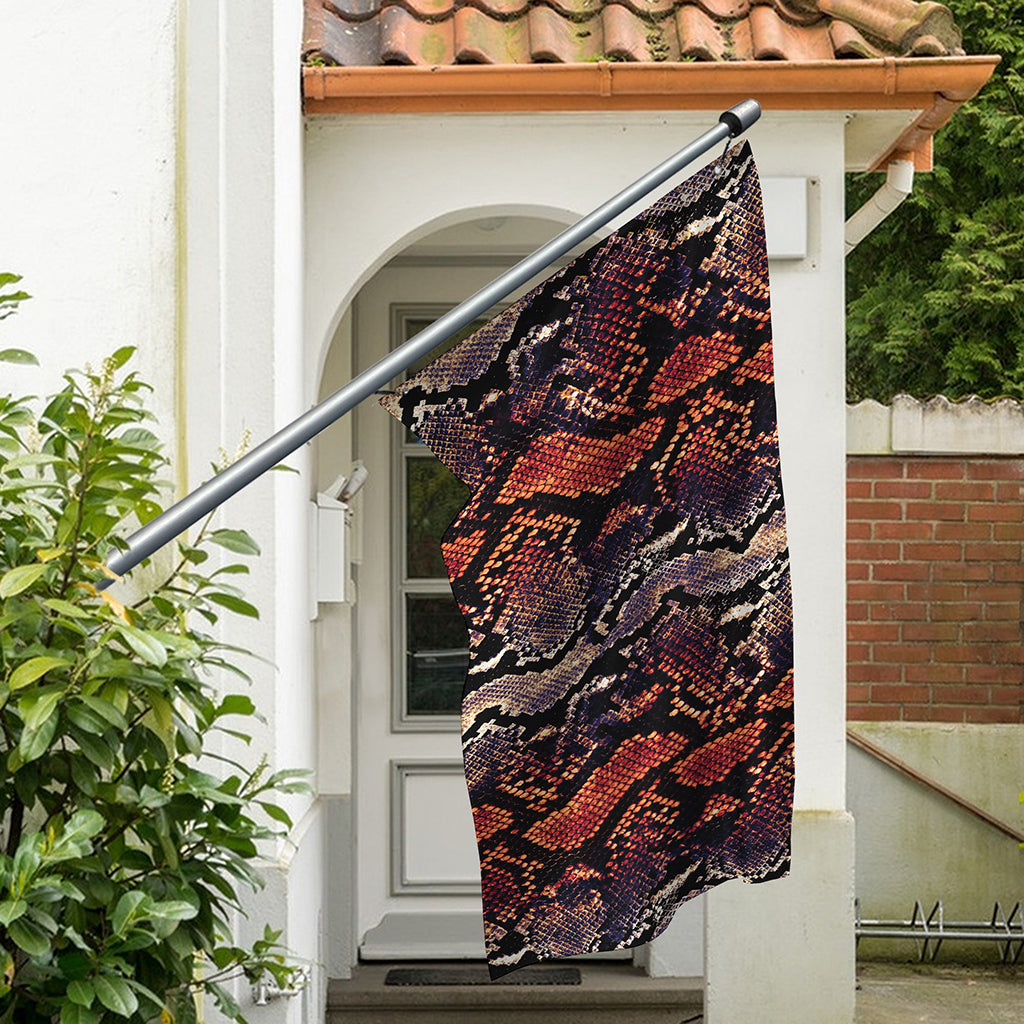 Blue And Red Snakeskin Print Polyester Flag