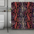 Blue And Red Snakeskin Print Polyester Shower Curtain