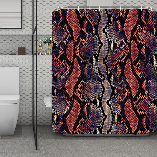 Blue And Red Snakeskin Print Polyester Shower Curtain