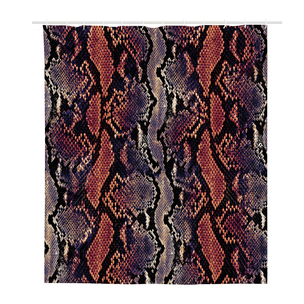 Blue And Red Snakeskin Print Polyester Shower Curtain
