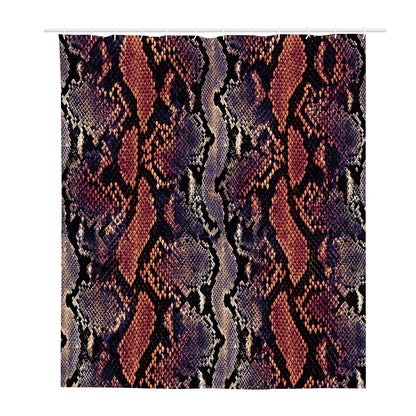 Blue And Red Snakeskin Print Polyester Shower Curtain