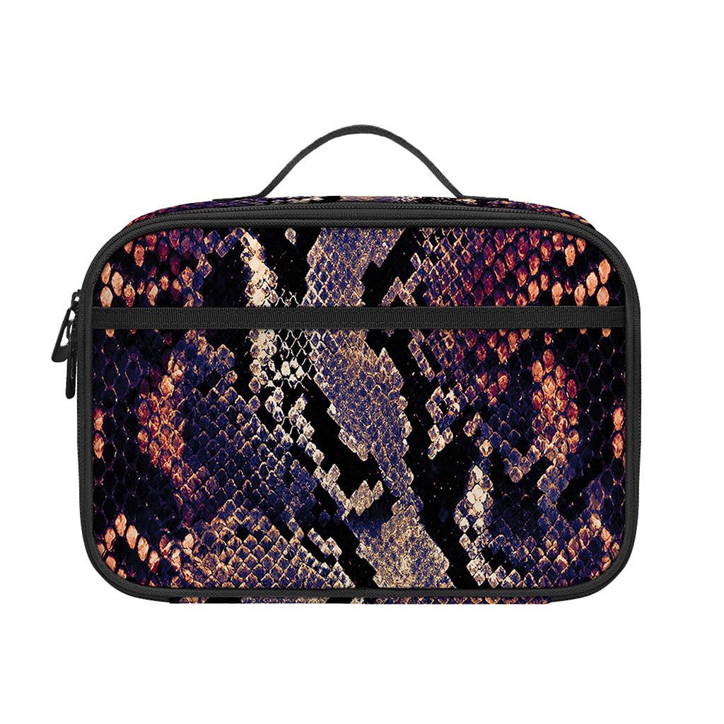 Blue And Red Snakeskin Print Portable Lunch Bag
