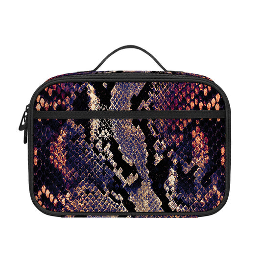 Blue And Red Snakeskin Print Portable Lunch Bag