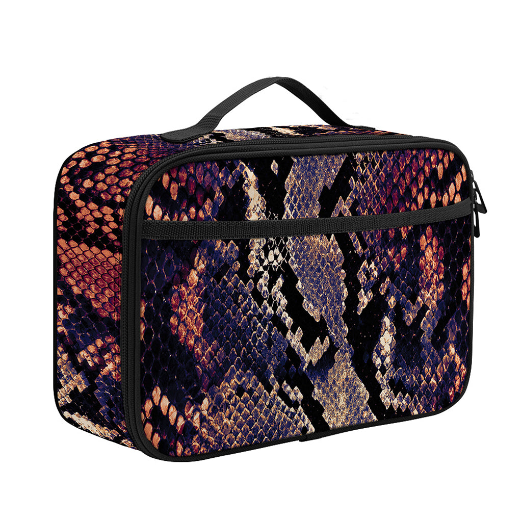 Blue And Red Snakeskin Print Portable Lunch Bag