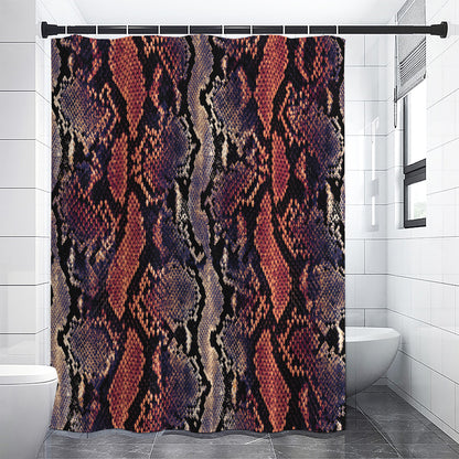 Blue And Red Snakeskin Print Premium Shower Curtain