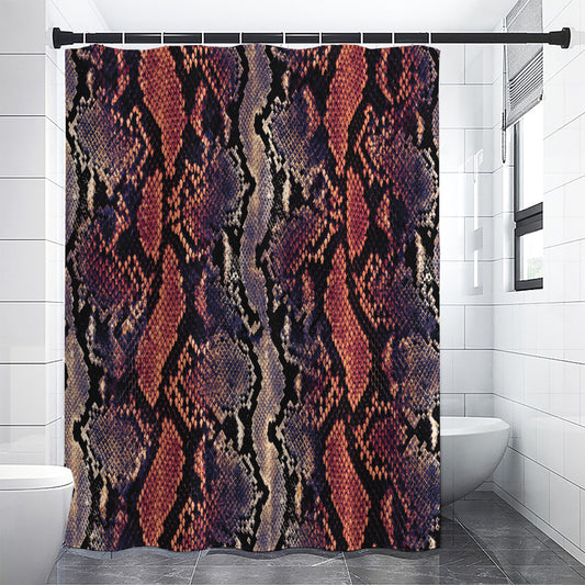 Blue And Red Snakeskin Print Premium Shower Curtain