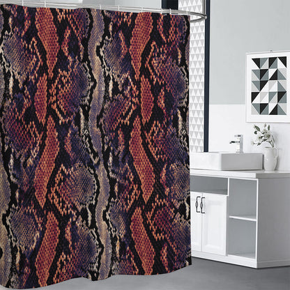 Blue And Red Snakeskin Print Premium Shower Curtain