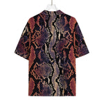 Blue And Red Snakeskin Print Rayon Hawaiian Shirt