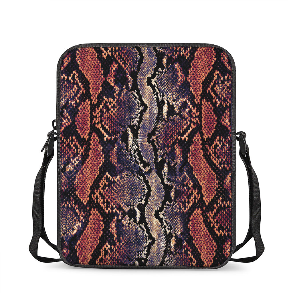 Blue And Red Snakeskin Print Rectangular Crossbody Bag
