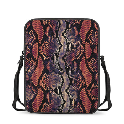 Blue And Red Snakeskin Print Rectangular Crossbody Bag