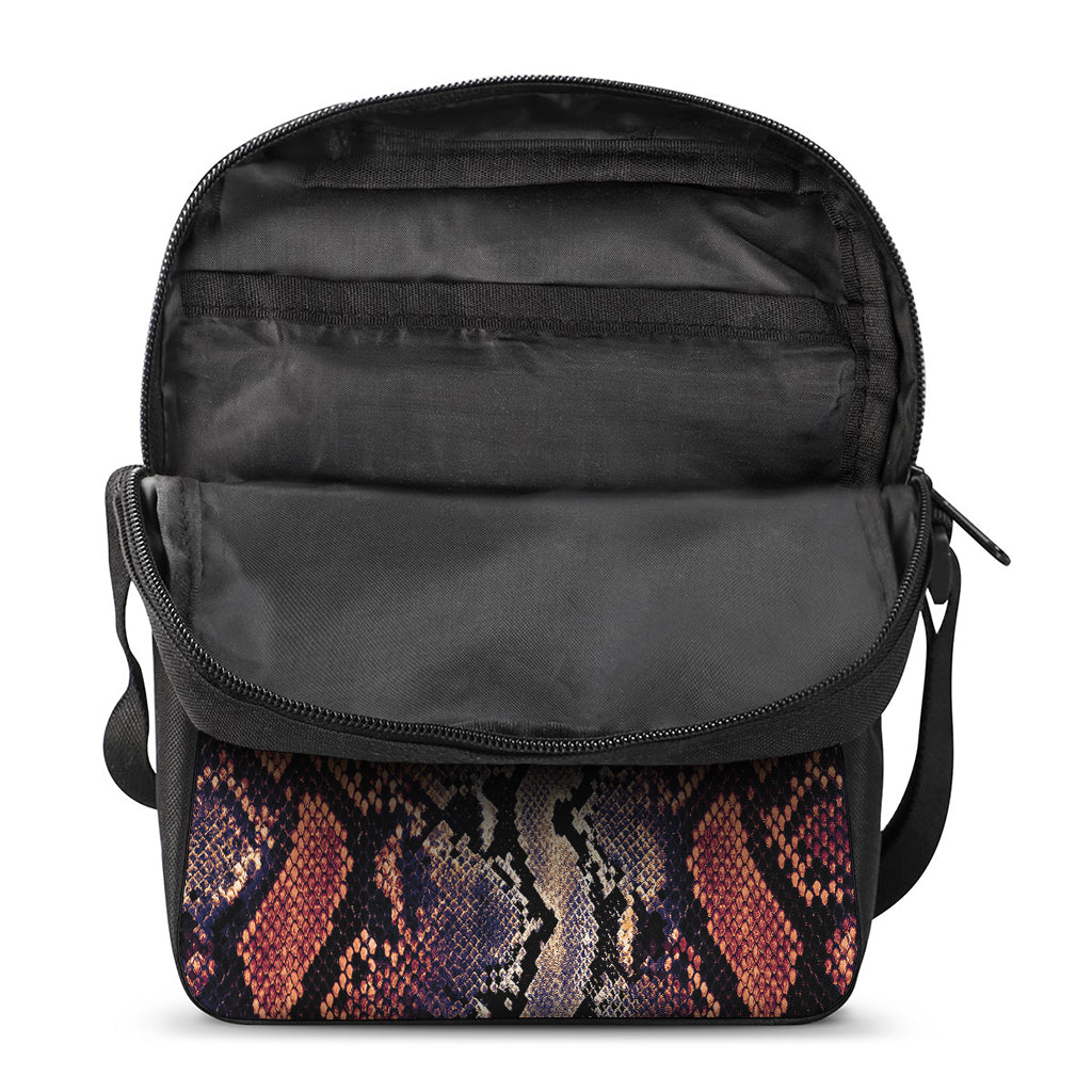 Blue And Red Snakeskin Print Rectangular Crossbody Bag