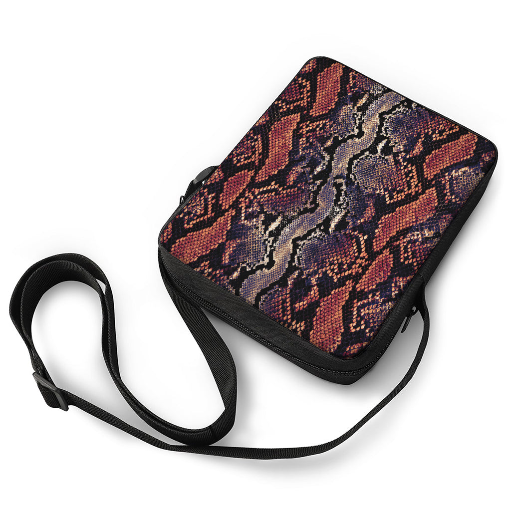Blue And Red Snakeskin Print Rectangular Crossbody Bag