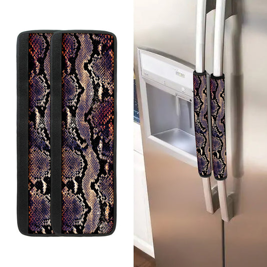 Blue And Red Snakeskin Print Refrigerator Handle Covers