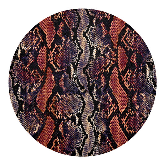 Blue And Red Snakeskin Print Round Blanket