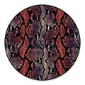 Blue And Red Snakeskin Print Round Floor Mat