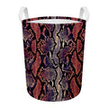 Blue And Red Snakeskin Print Round Laundry Basket
