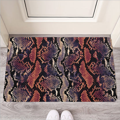 Blue And Red Snakeskin Print Rubber Doormat