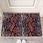 Blue And Red Snakeskin Print Rubber Doormat