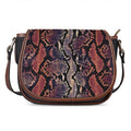 Blue And Red Snakeskin Print Saddle Bag