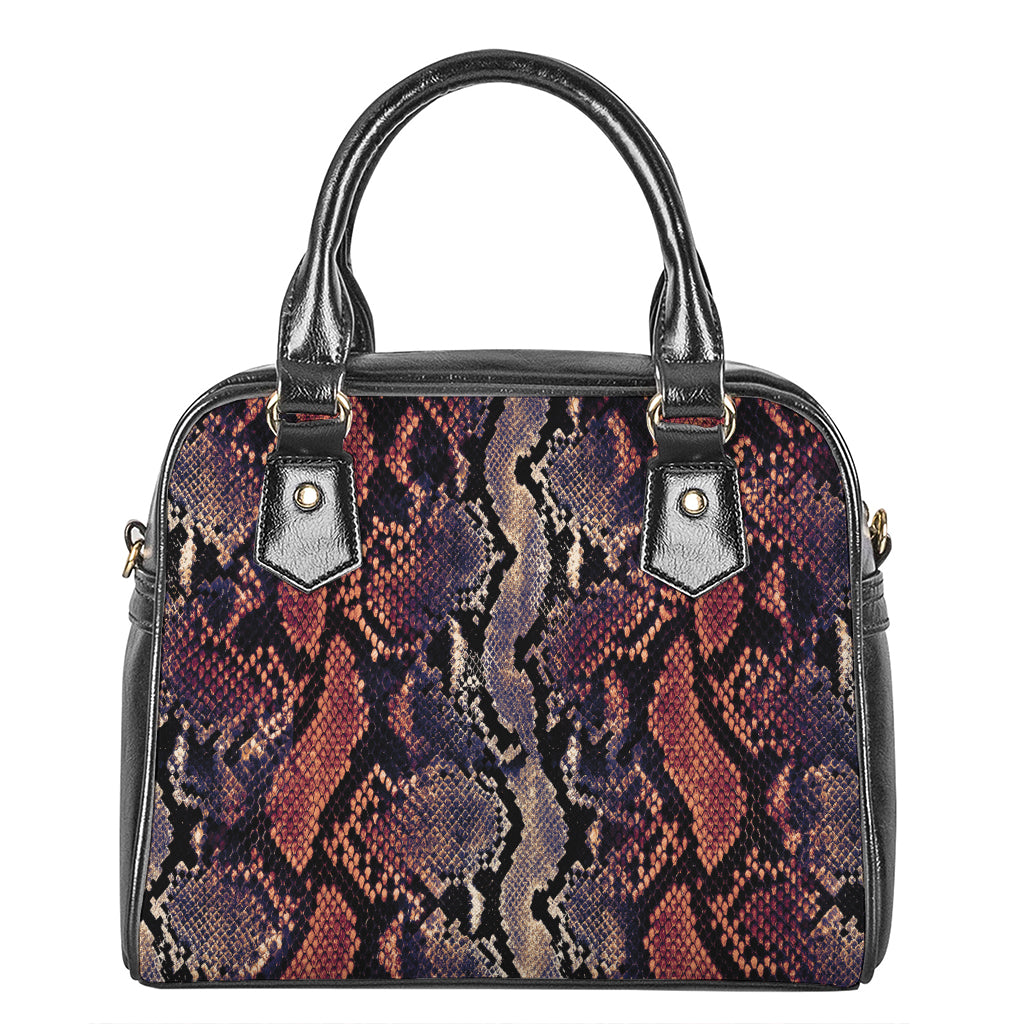 Blue And Red Snakeskin Print Shoulder Handbag