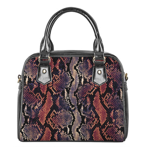 Blue And Red Snakeskin Print Shoulder Handbag