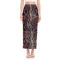 Blue And Red Snakeskin Print Side Slit Maxi Skirt