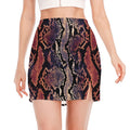 Blue And Red Snakeskin Print Side Slit Mini Skirt