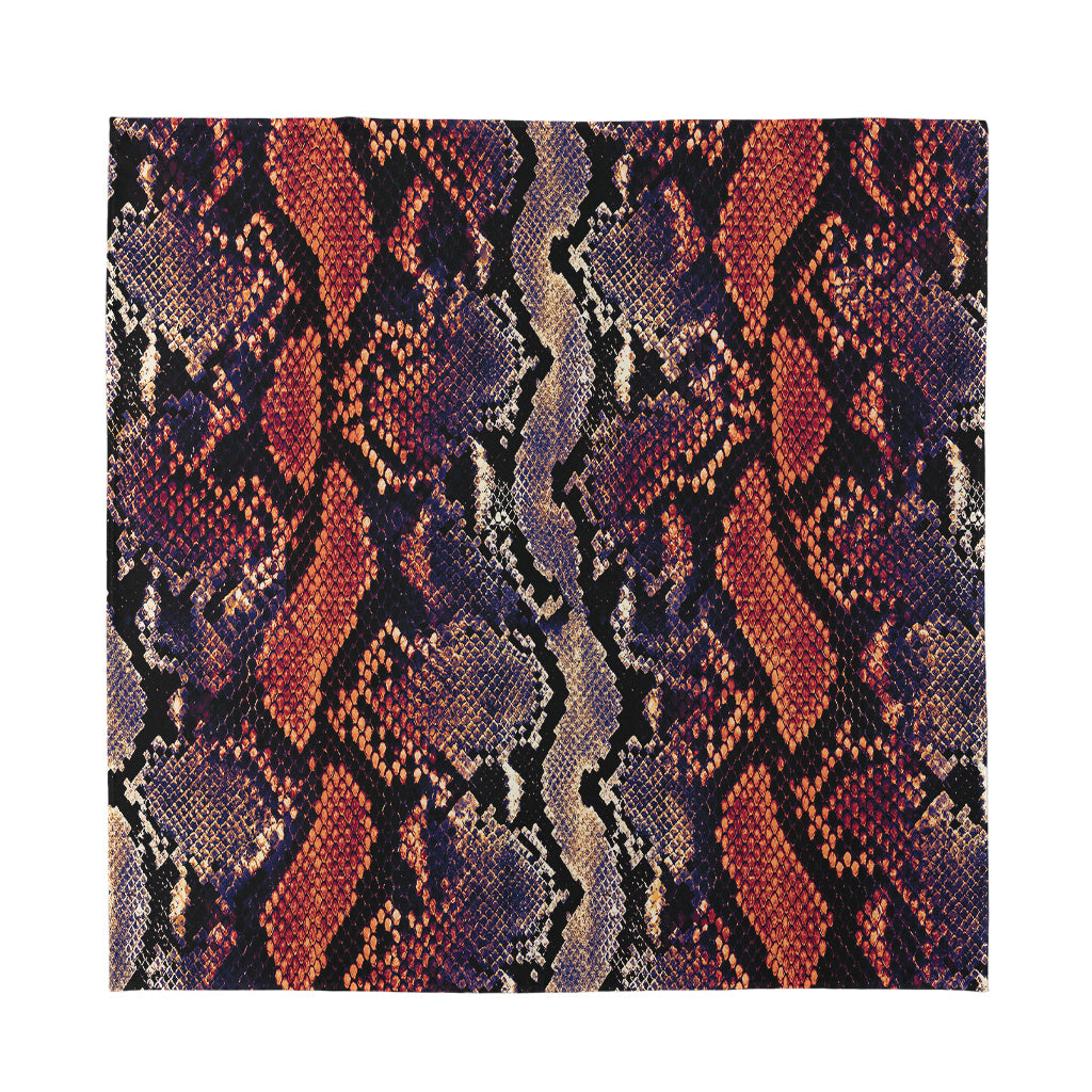 Blue And Red Snakeskin Print Silk Bandana