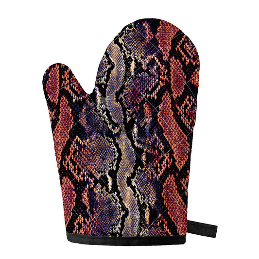 Blue And Red Snakeskin Print Single Oven Mitt